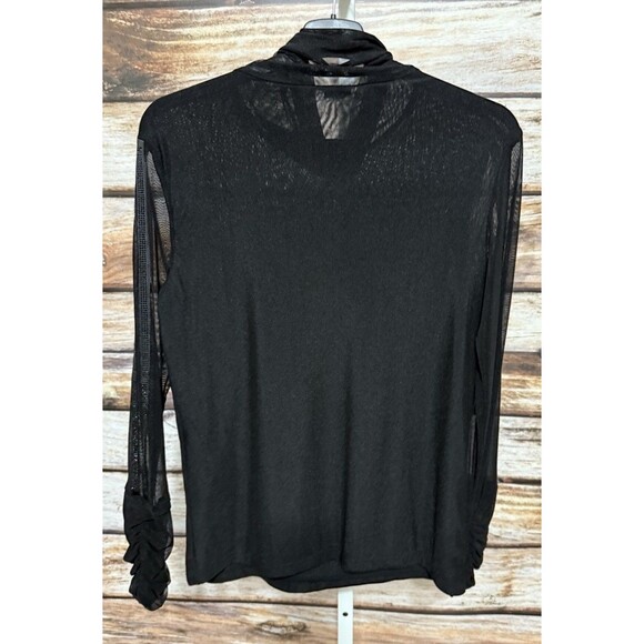 Y2K Mesh Top Grunge Glam Goth 2000s Rhinestones Art to Wear Medium Black - Picture 8 of 12